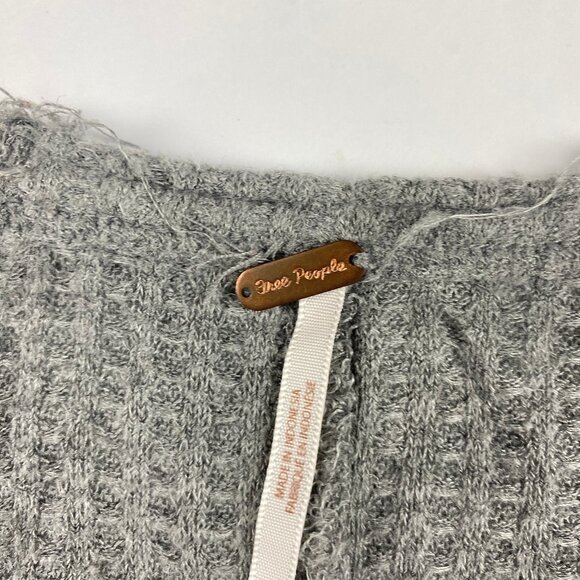 Free People Ventura Waffle Knit Hi Lo Shirt Women's Size M Gray - Picture 14 of 16